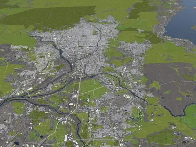 Kyoto Japan 50x50km 3D City 3D Map 3D model