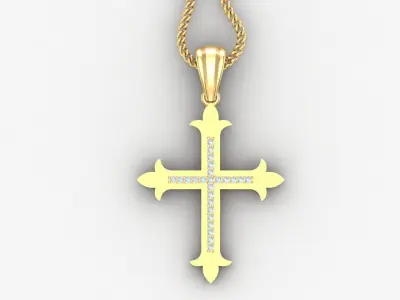 High Cross Pendant Light Gold 18K 4CP090 3D print model
