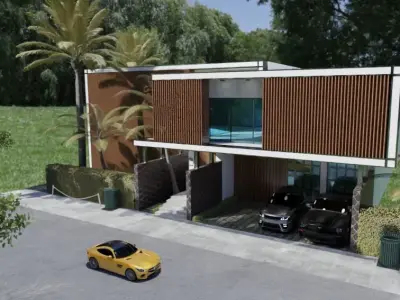 Elegant Modern Architectural Exterior Low-poly 3D model