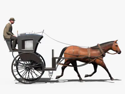  Carriage Hansom Cab (animated) 