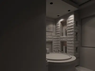 Bathroom modern with tub and shower 3D model