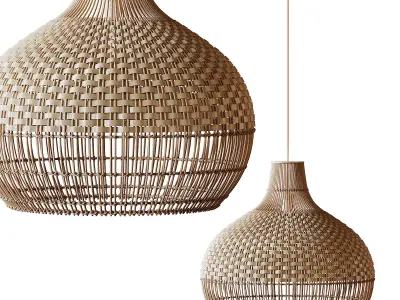 Handwoven Rattan Pendant Light Lampshade 3D model