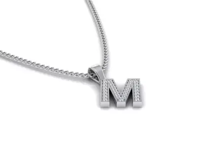 Pendant M with letter 3D print model