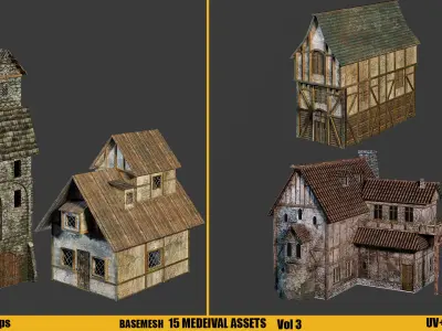 KITBASH -MEDIEVAL ASSETS -Textures vol 3 Low-poly 3D model