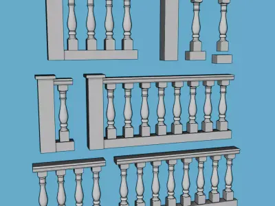 Miniature Balustrade Kit Free 3D print model