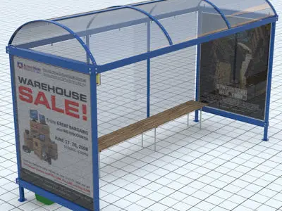 Busstop bus stop with sign 3D model