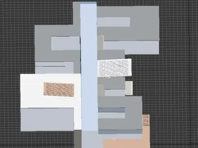 Building Model with two floors and roof Low-poly 3D model