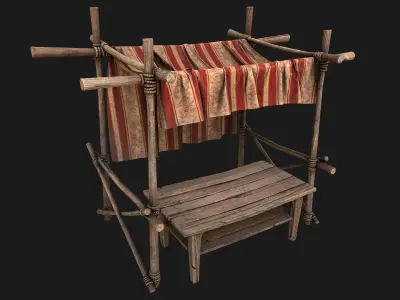 Market Stalls Red Tent Red  Low-poly 3D model