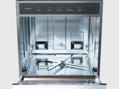 Dishwasher stainless steel with glass door 3D model