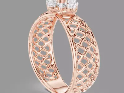  Wire mesh Flower Diamond Ring  3D print model