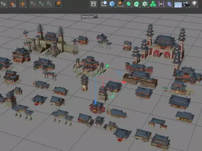 Ancient Chinese architecture Low-poly 3D model by lvcan