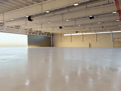 Airplane Hangar Interior 9 Low-poly 3D model