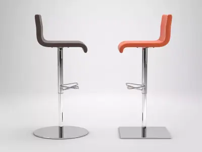 Amba two modern bar stools in orange 3D model