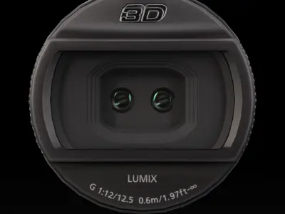 Panasonic Lumix G 12-5mm f12 3D H-FT012 3D lens Low-poly 3D model