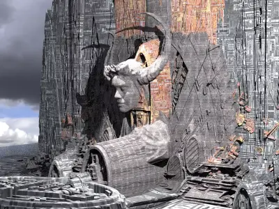 Sci-Fi City Organic tech shrine Kit bash 6 3D model