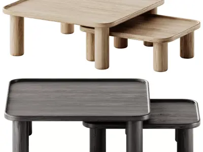 Teulat NEST Wooden coffee table set 3D model
