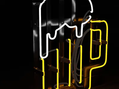 Neon Beer Sign 3D model