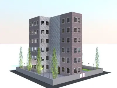 Beautiful residence building code 111 Low-poly 3D model