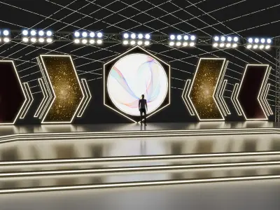 Entertainment Concert Event Stage 3D Model with Lights 3D model