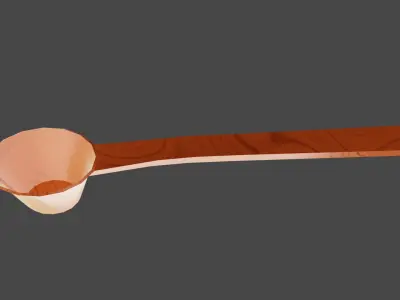 Wooden tea spoon with real dimension  Low-poly 3D model
