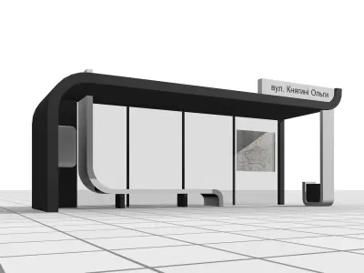 Bus stop Low-poly 3D model