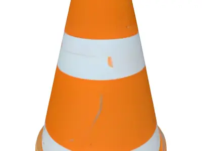 Realistic Worn Traffic Cone Low-poly 3D model
