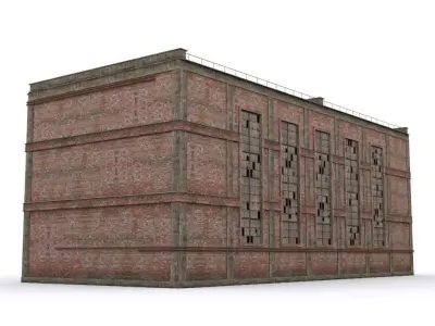 Hangar brick building Low-poly 3D model