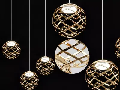 Kelly Cluster Sphere Pendant Light  3 Lights 3D model