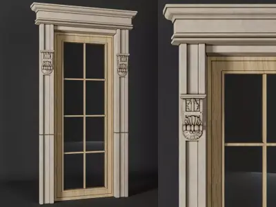 Classic Entry Door with Concrete Arch 3D model