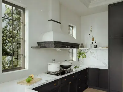 French-style open kitchen 3D model