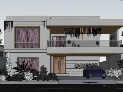 Modern House Elevation Visualization 3D model