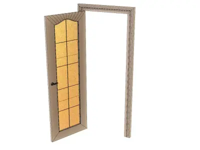 Low-Poly Door with glass Low-poly 3D model