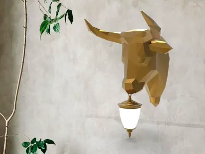 Bull Head Wall Lamp 3D print model buy