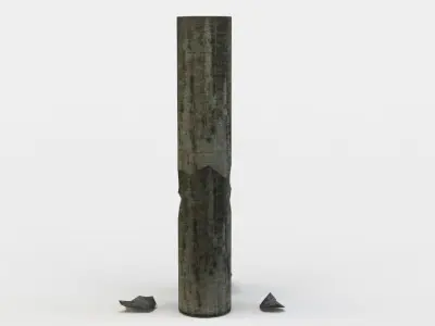 Damaged column Low-poly 3D model