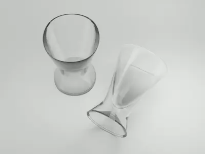 Glass two silver mugs Free 3D model