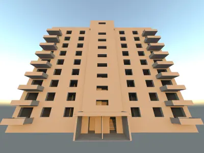 model of apartment building Low-poly 3D model