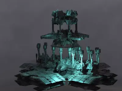 Valkyrie station sci fi 3D model