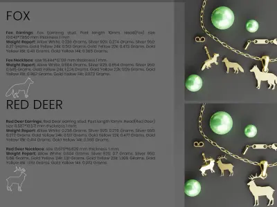 Pak of Animal Earrings Stud 3D print model Sample Free 3D print model