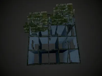 Damaged-Destroyed Building 7 Low-poly 3D model