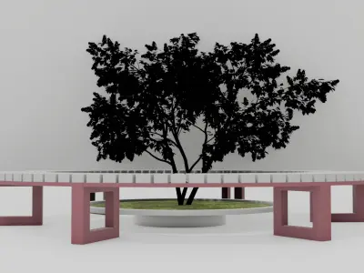 Outdoor Wooden Bench 11 Low-poly 3D model