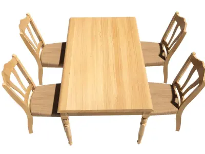Dining set 4 seat 3D model