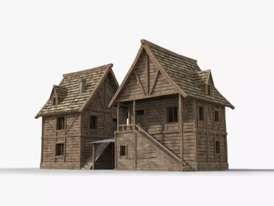 Medieval house x1 Low-poly 3D model