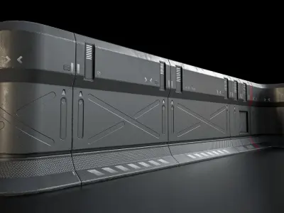 Sci-fi Modular Wall Kit PBR Low-poly 3D model