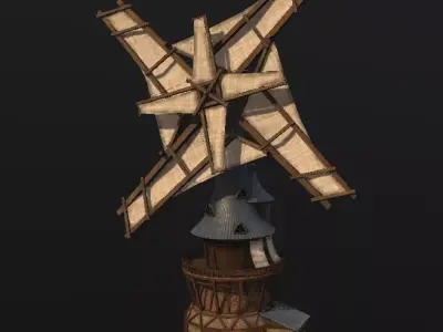 Stylized windmill Low-poly 3D model