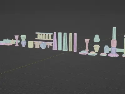 Architectural Modular Column Set Ancient style creator kit 3D print model