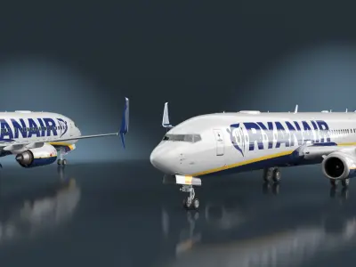  Ryanair Boeing 737-900 with Interior and Doors Rigged for Maya 