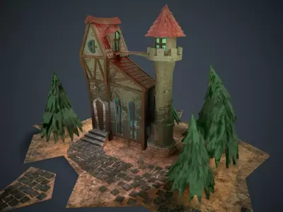 Stylized House Low-poly 3D model order