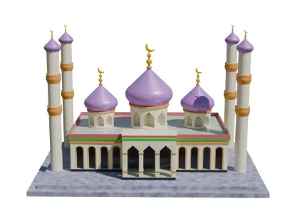 3D Mosque Model Realistic Islamic Architecture Free low-poly 3D model