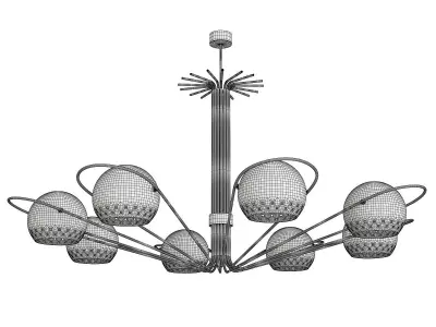 Black Ball Lights Chandelier Polished Brass and Steel Low-poly 3D model