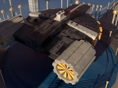 Sci-Fi Cosmic Station Spaceship Landing Base Facility  3D model